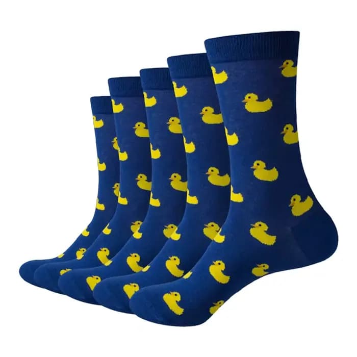 Match-Up Hommes Canard de Bande Dessinée Peigné Coton Crew chaussettes Marque chaussettes (5 paires/