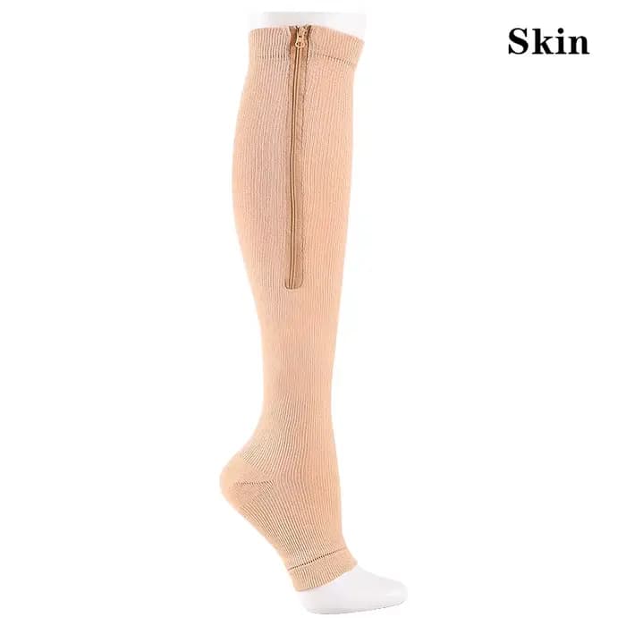 Chaussettes de Compression à fermeture éclair pour hommes et femmes, chaussettes hautes de maternité