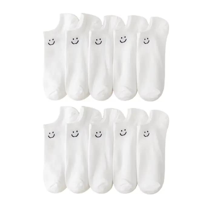 Chaussettes No-Show pour femmes – Sourire, noir, blanc et gris, polyvalentes et classiques, conforta