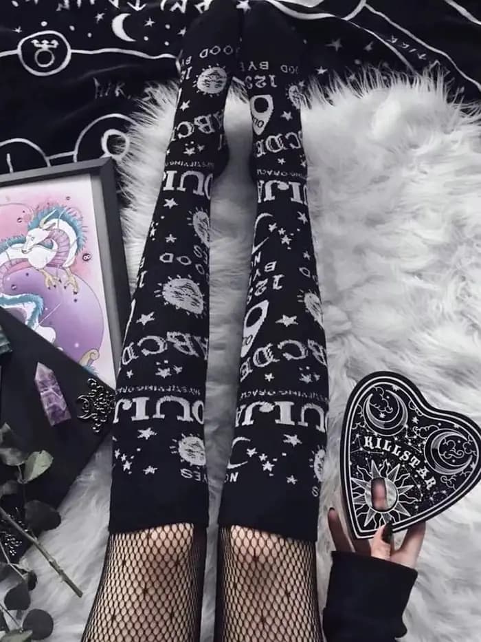 Chaussettes japonaises douces pour femmes et filles, Harajuku Goth Sweet Lolita Jk Punk Rocker Style