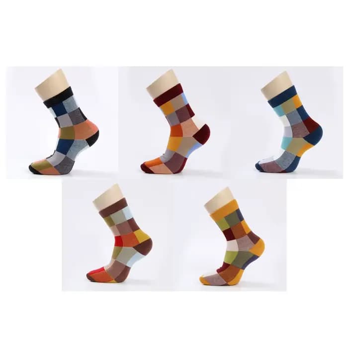 5 paires/lot coton peigné hommes chaussettes chaussettes de Compression mode coloré carré heureux ro