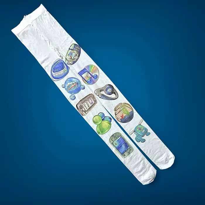 Collants insectes imprimés de dessins animés pour femmes, bas mignons, Design à la mode, collants bl