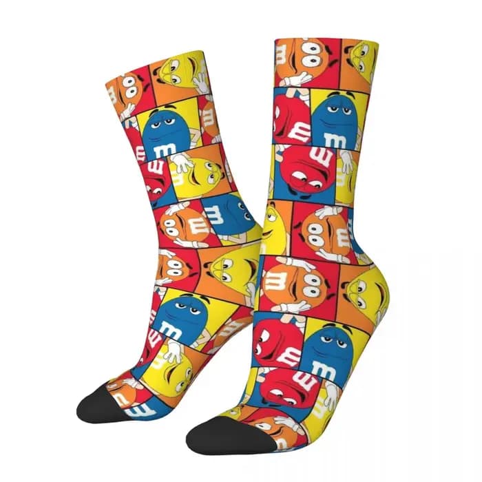 M haricots – chaussettes amusantes, Collection de personnages de bonbons, chaussettes d'hiver unisex