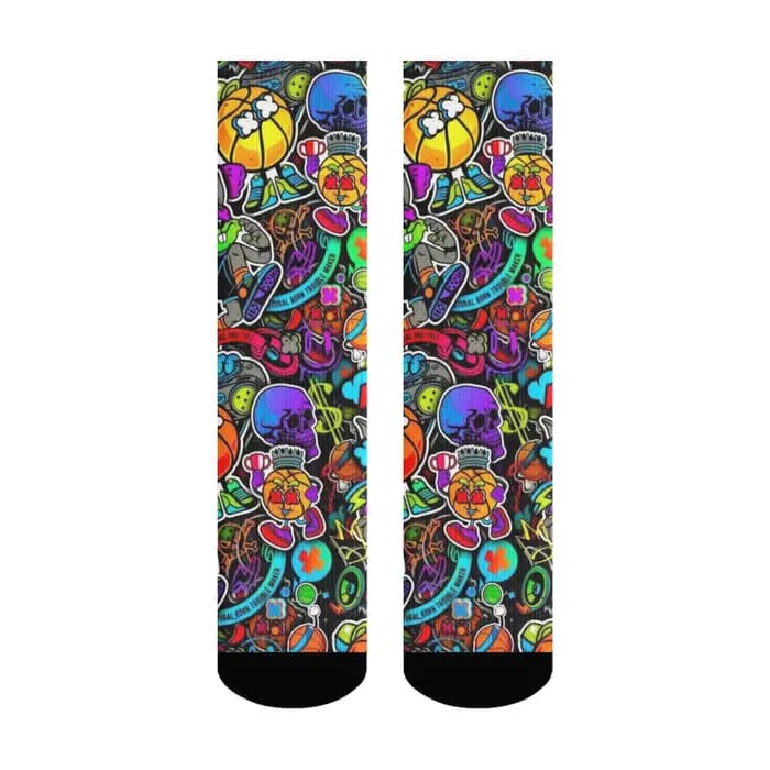 Chaussettes de basket-ball style graffiti, douces, antidérapantes, ajustées, pour l'extérieur, les v