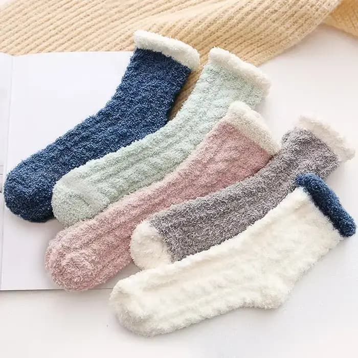 5 paires de chaussettes épaisses en molleton de corail pour femmes, manches moyennes, confortables e