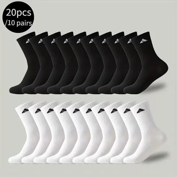 Chaussettes athlétiques pour hommes, 20 pièces/10 paires, chaussettes de Sport respirantes noires et