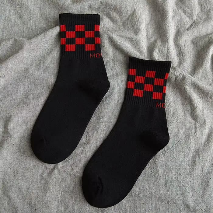 Chaussettes de Skateboard de rue pour hommes et femmes, petit carré en treillis, chaussettes de dami