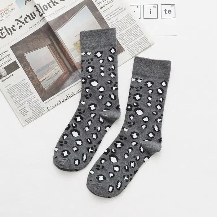 Chaussettes pour femmes, motif léopard, confortables, respirantes, en coton doux, polyvalentes, pers