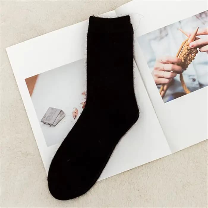 Chaussettes épaisses en laine de lapin angora pour femmes, chaussettes en coton, chaussettes d'hiver