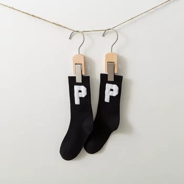 Chaussettes de sport Harajuku en coton pour femmes, avec lettres brodées P, Style collège, confortab