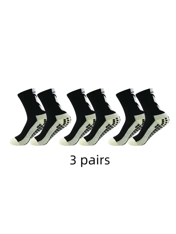 3 paires de chaussettes de sport antidérapantes collées, chaussettes de football à flèche solide, ch