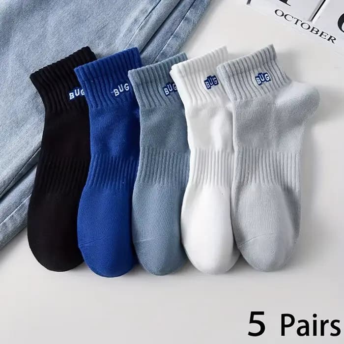 5 paires de chaussettes basses pour hommes, motif Simple, Anti-odeur et Absorption de la sueur, conf