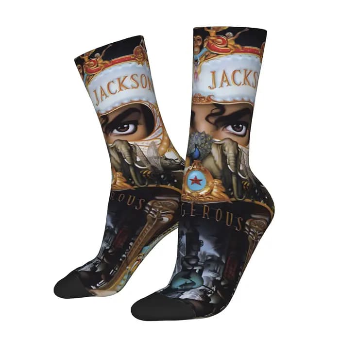 1 paire de chaussettes amusantes pour hommes, motif Moonwalk, style rétro Harajuku, M-Michael Jackso