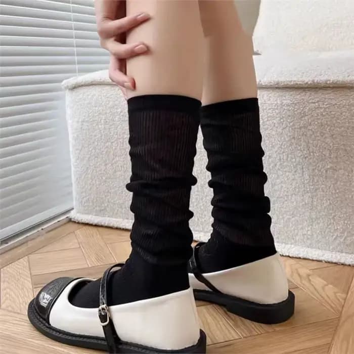 Chaussettes fines mi-longues pour femmes, confortables et respirantes, couleur unie, simples, à rayu