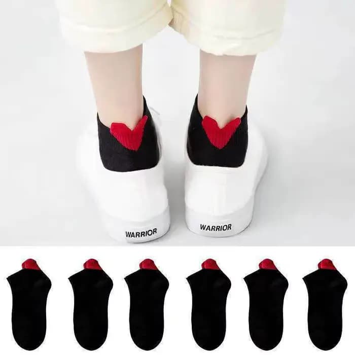 6 paires de chaussettes en forme de cœur pour femmes, chaussettes courtes polyvalentes et mignonnes 
