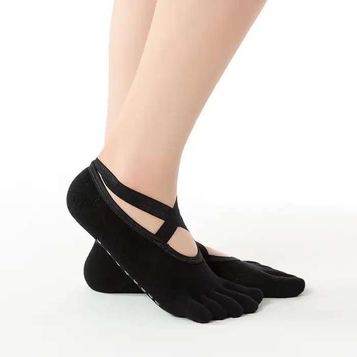 Chaussettes de yoga pour femme, mi-mollet, en coton, avec silicone, pour fitness intérieur, Pilates,