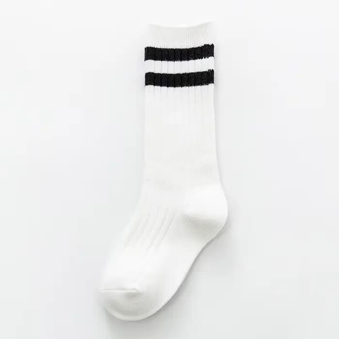1 paire de chaussettes pour enfants, garçons et filles, hautes, longues et douces, en coton, à rayur