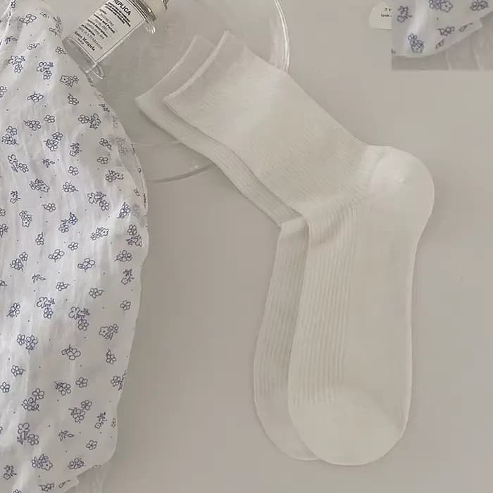 Chaussettes d'été femmes 76% Lyocell soie mince respirant couleur unie chaussettes longues Style cor