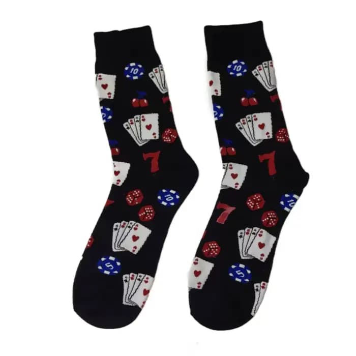 MYORED une paire de nouvelles chaussettes en coton motif de dés de poker tendance de la mode chausse