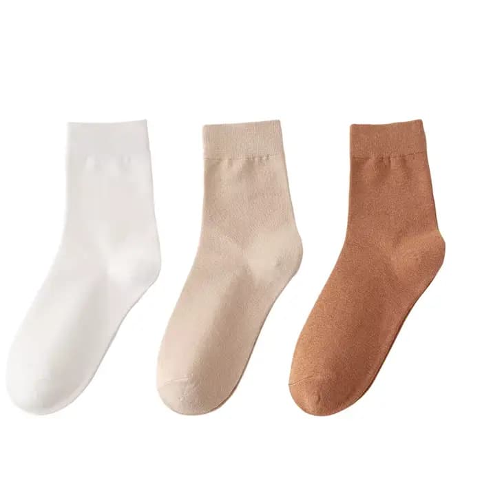 Chaussettes femme coton couleur unie automne printemps doux respirant