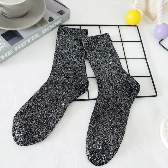 Chaussettes de printemps pour femmes, style japonais, fil or argent, couleur unie, fines, respirante