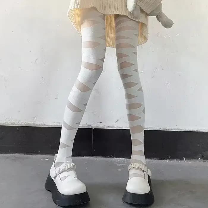 JK-Collants Lolita pour Femmes, Bas Bandage, Cuisse Haute, Lingerie Sexy, Bonneterie pour Bol, Y2k