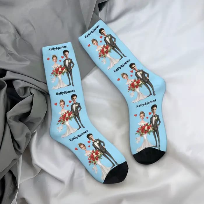 Chaussettes personnalisées chaussettes de Couple chaussettes de mariage chaussettes de visage photo 