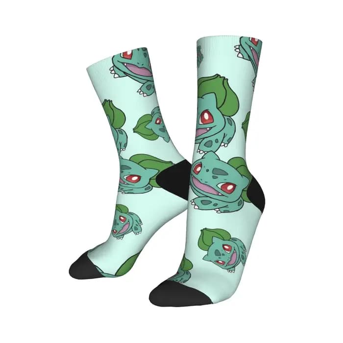 Heureux drôle hommes chaussettes Harajuku p-pokemons Bulbasaur chaussette Skateboard femmes bas prin