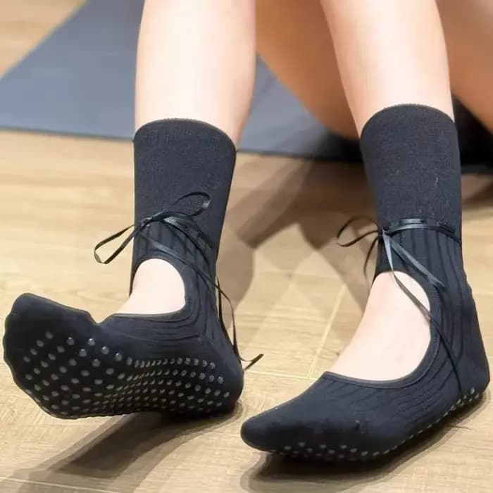Nouvelles chaussettes de yoga fitness pour femmes, antidérapantes, chaussettes de sport en coton, ru