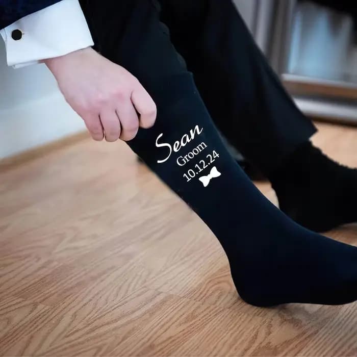 Chaussettes de mariage personnalisées, meilleur homme, marié et page, chaussettes amusantes pour gar