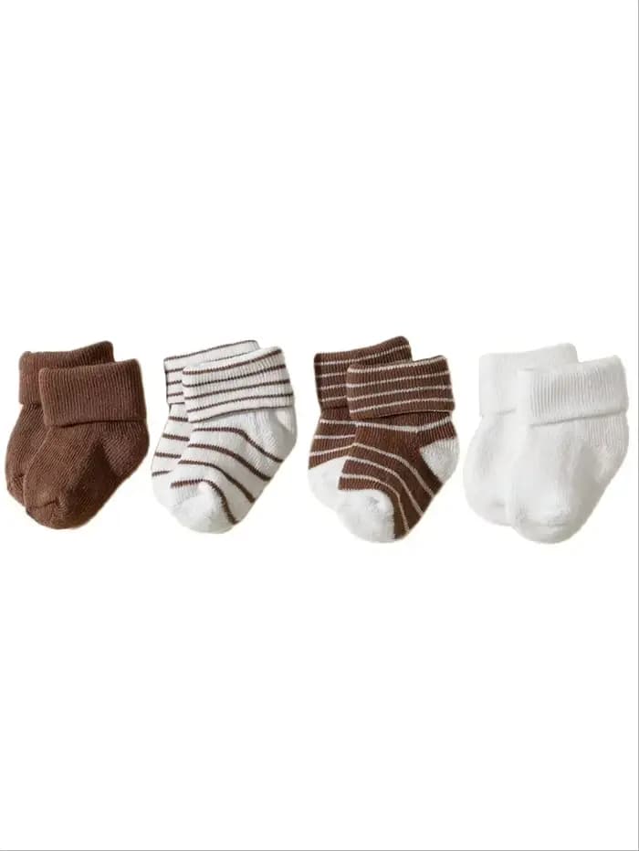 4 paires de chaussettes pour bébé de 0 à 12 mois, chaussettes souples antidérapantes pour garçons et