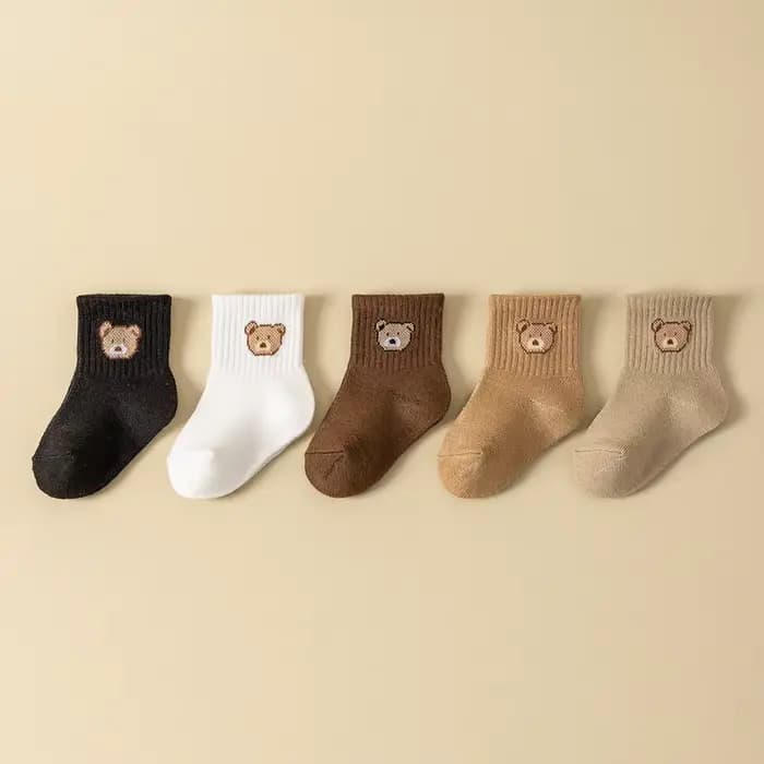 5 paires de chaussettes pour bébé, douces, confortables, respirantes, toutes saisons, motif d'ours d