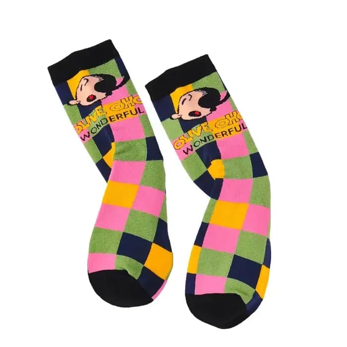 Chaussettes Tube rayées à carreaux colorés pour, chaussettes mignonnes de Passion Popeye de dessin a