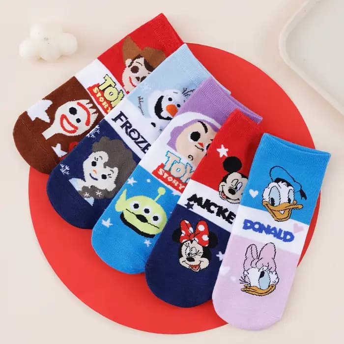 5 paires de chaussettes tricotées pour femmes, avec personnages de dessins animés Disney, style graf