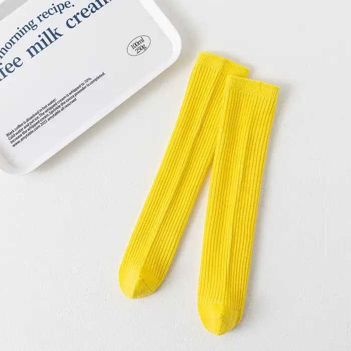 Chaussettes longues tricotées pour garçons et filles, couleur unie, chaussettes montantes pour enfan