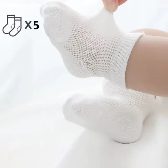 Chaussettes en Maille Respirante pour Bébé, pour Garçon et Fille, en Coton Blanc Pur, Coréen, Simple