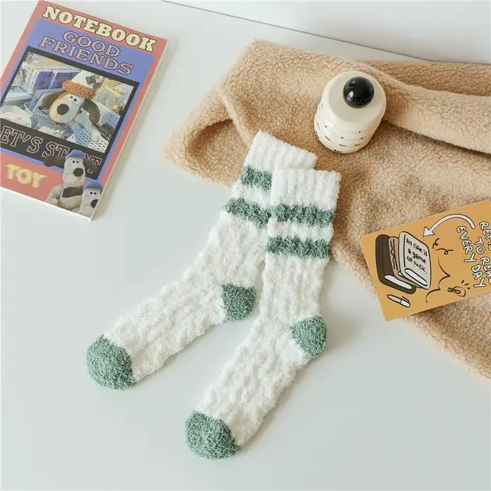 Chaussettes en molleton de corail pour femmes, Tube moyen, sans perte, pour sport, sol de la maison,
