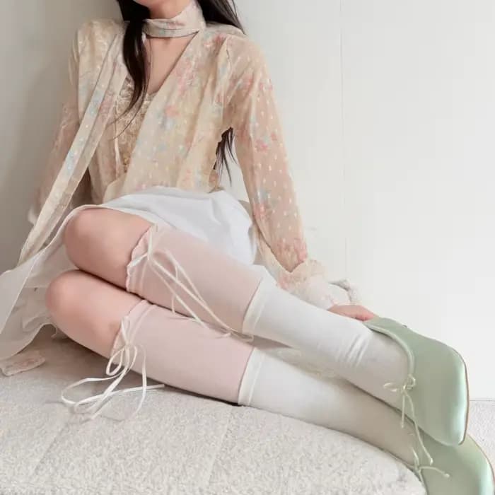 Chaussettes de ballet amples pour femmes, roses, bicolores, mignonnes, pour filles, fines, à volants