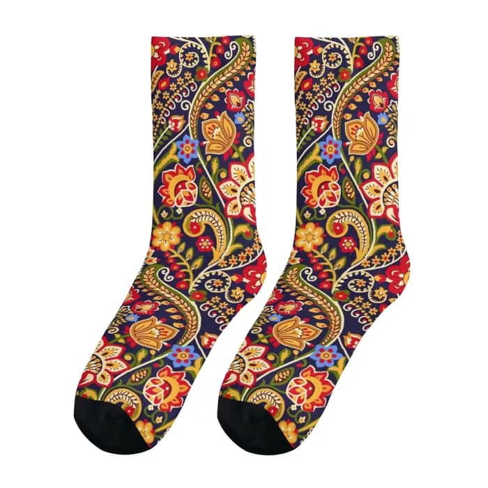 Chaussettes ethniques bohèmes vintage à motifs floraux, chaussettes décontractées à la mode pour hom