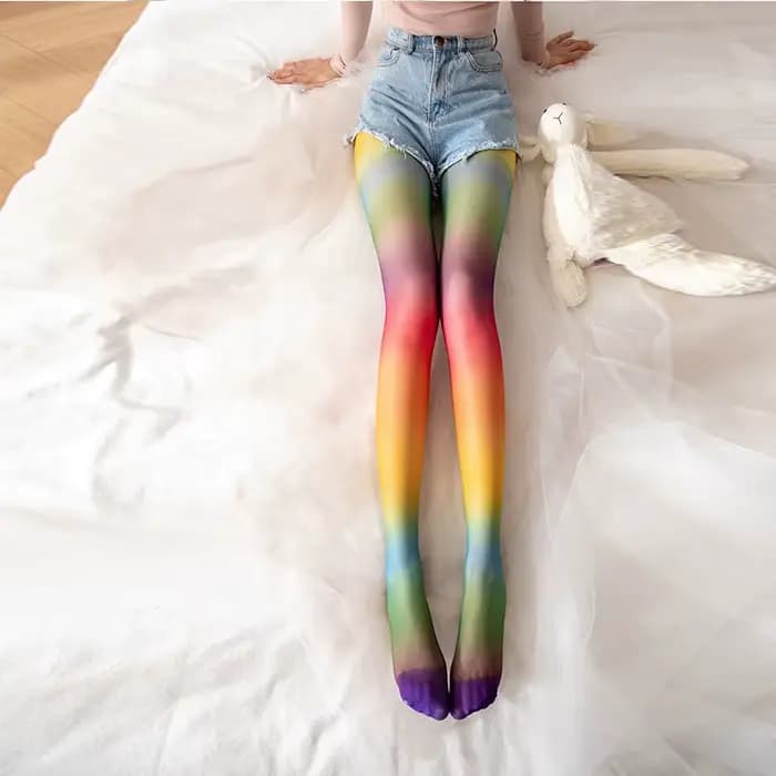 Collants Colorblock pour fête quotidienne, collants à pieds fins élastiques taille haute, bas et bon