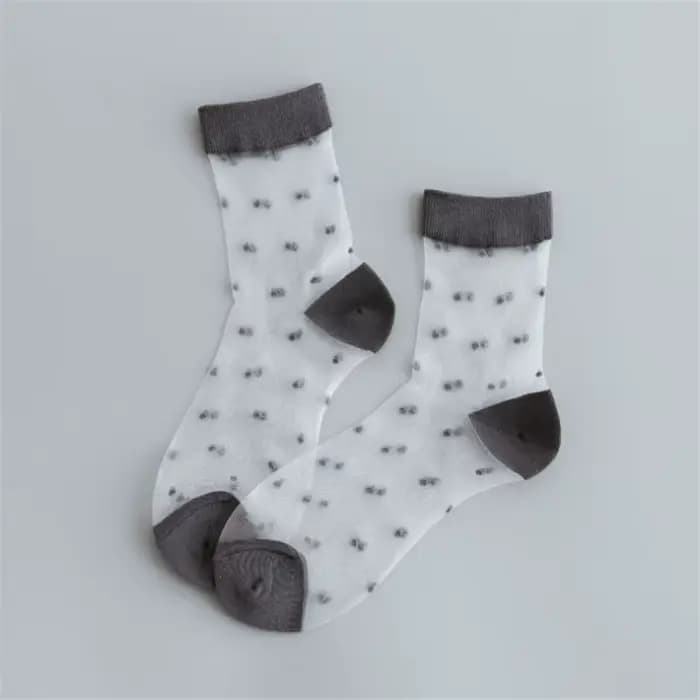 Chaussettes à pois en maille transparente respirante pour femmes, fil de filet, bonneterie sexy pour