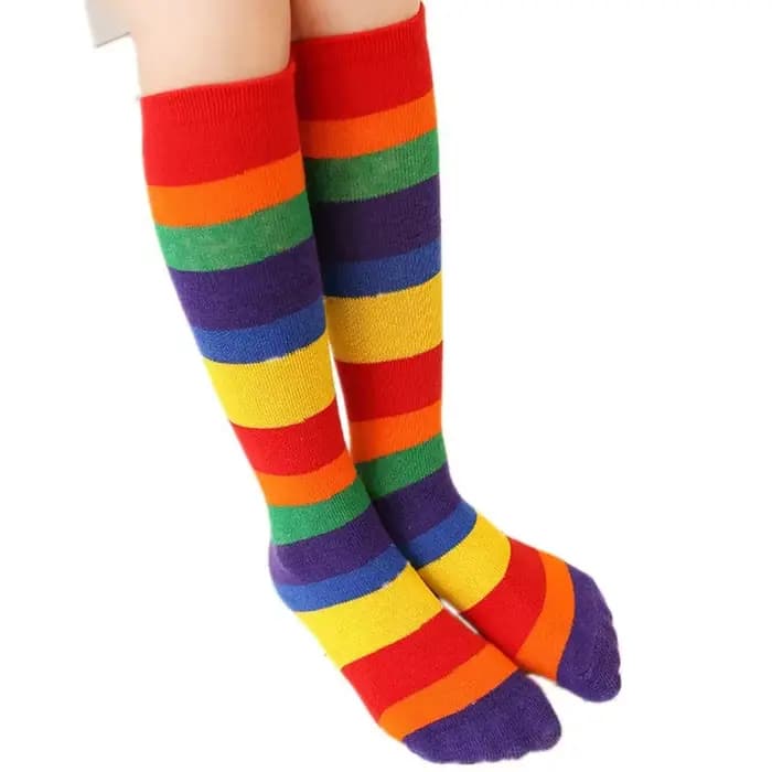 Chaussettes arc-en-ciel en coton doux à rayures colorées pour enfants, chaussettes de sport pour tou