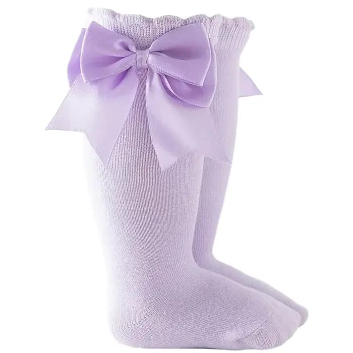 Pudcoco-Chaussettes pour bébé fille, sous le genou, solide, nœud décoratif, bas respirant, accessoir