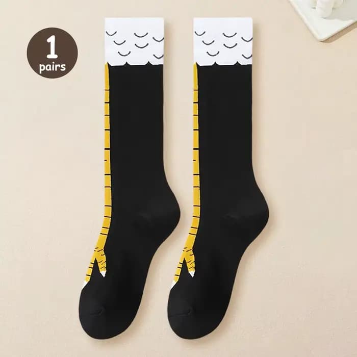 1/2/5/10 paires femmes genou chaussettes hautes à la mode dessin animé drôle poulet griffe chaussett
