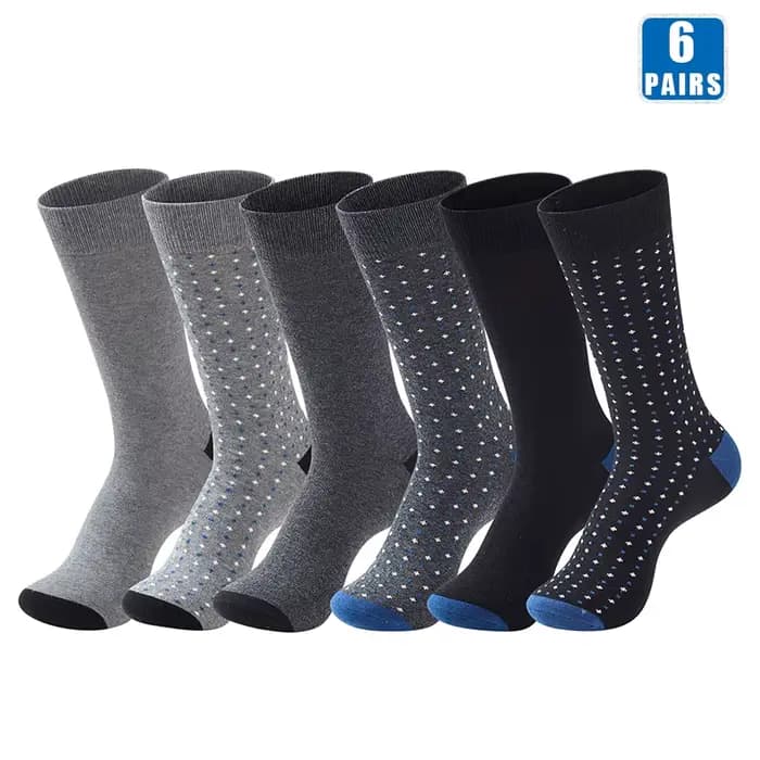 6 paires de chaussettes habillées pour hommes, en coton de haute qualité, décontractées, douces, mar