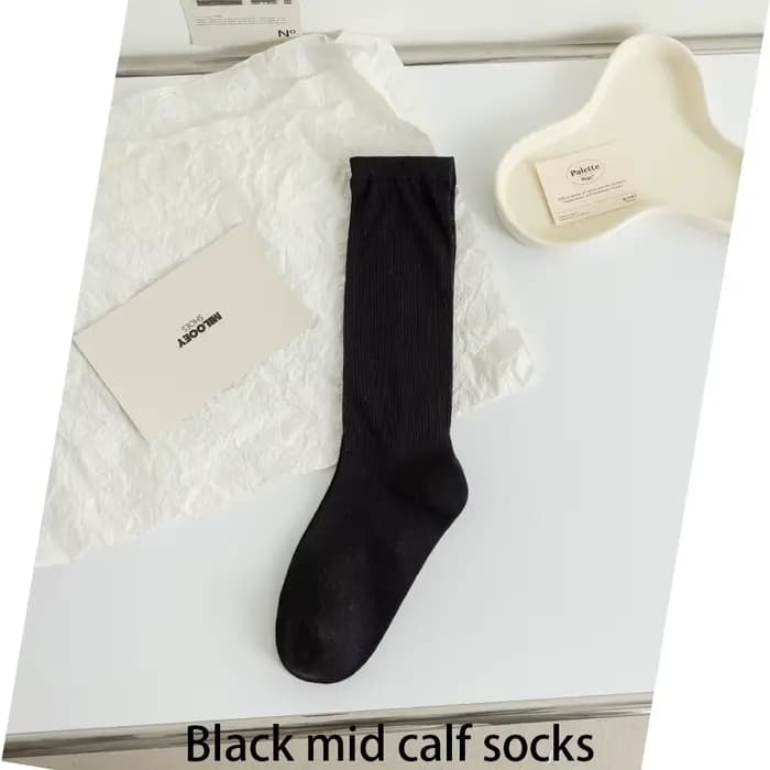 Chaussettes mi-tube pour femmes, mi-tube, simple, transparent, mollet, amincissant, coton, solide, d
