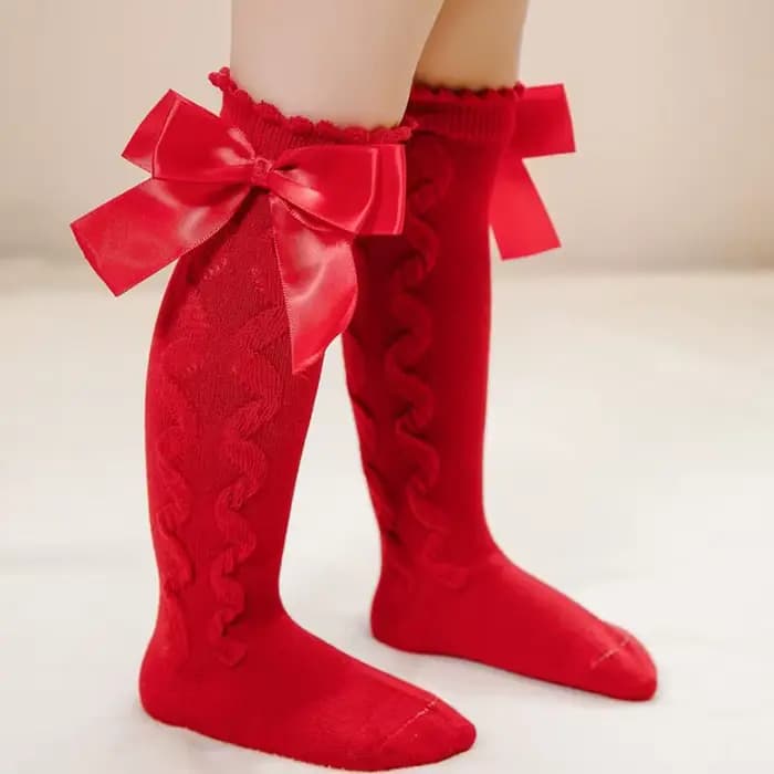 Nouvelles chaussettes pour filles avec gros nœuds, chaussettes de princesse hautes jusqu'au genou po
