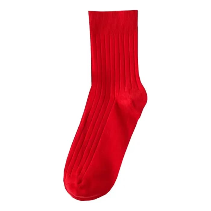 Chaussettes de Couple rouges en coton pour hommes et femmes, cadeaux porte-bonheur, confortables, re