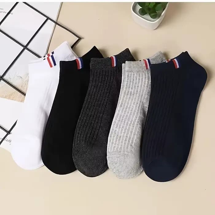 5 paires de chaussettes basses pour hommes, chaussettes de bateau respirantes, fines, décontractées,