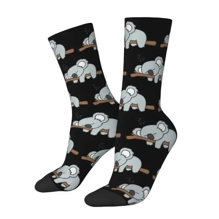 Chaussettes fantaisie personnalisées mignonnes et confortables à motif Koala endormi pour hommes et 